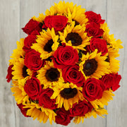 Red Roses and Sunflowers