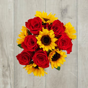 Red Roses and Sunflowers